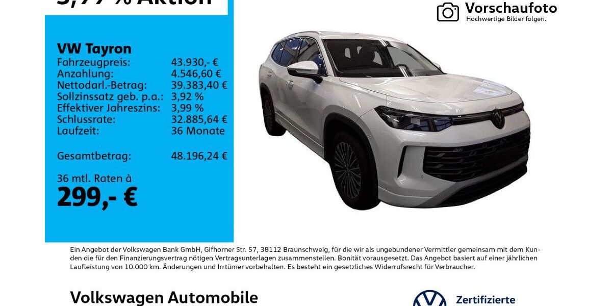 VW Tayron 5.385 km 43.340 &euro; Leipzig 04277