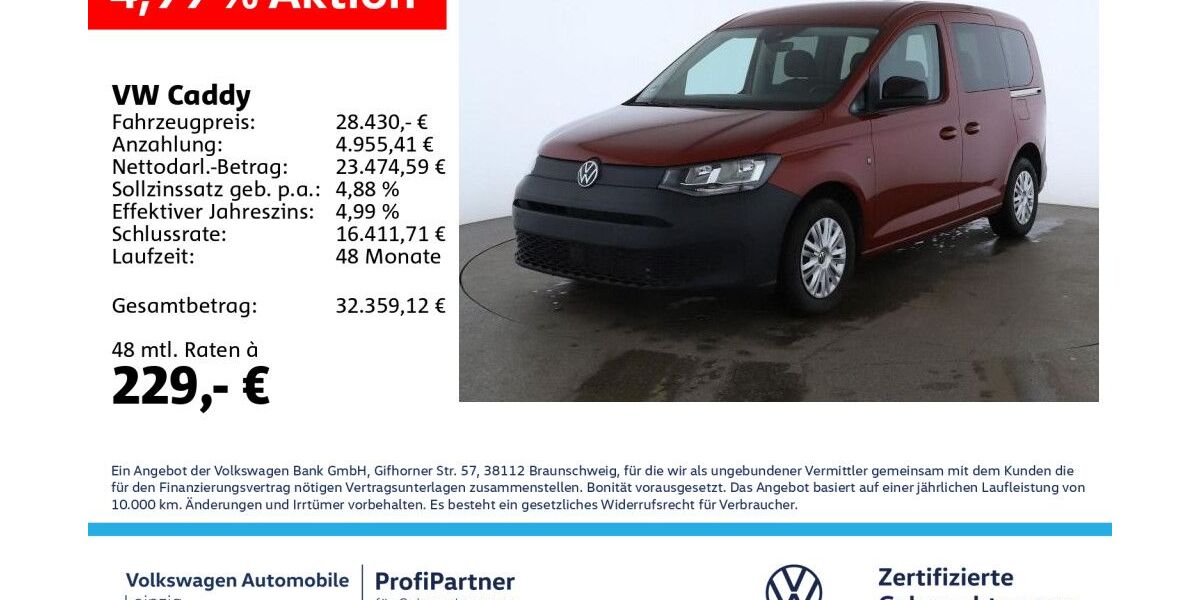 VW Caddy 9.565 km 28.430 &euro; Leipzig 04178