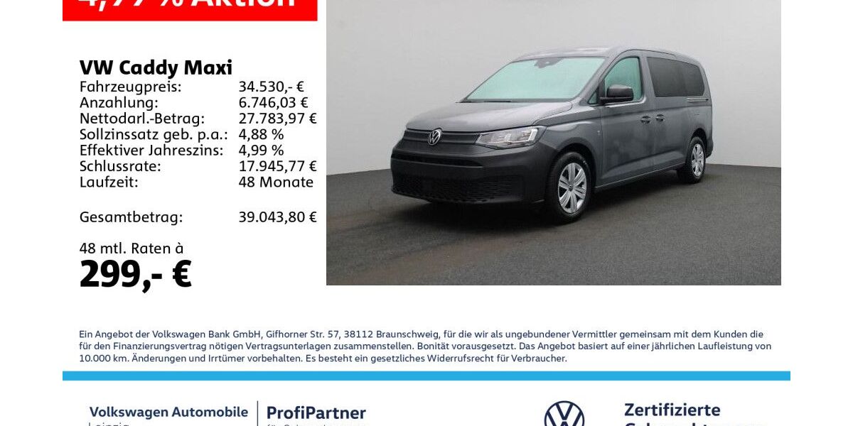 VW Caddy Maxi 24.016 km 32.960 &euro; Leipzig 04178