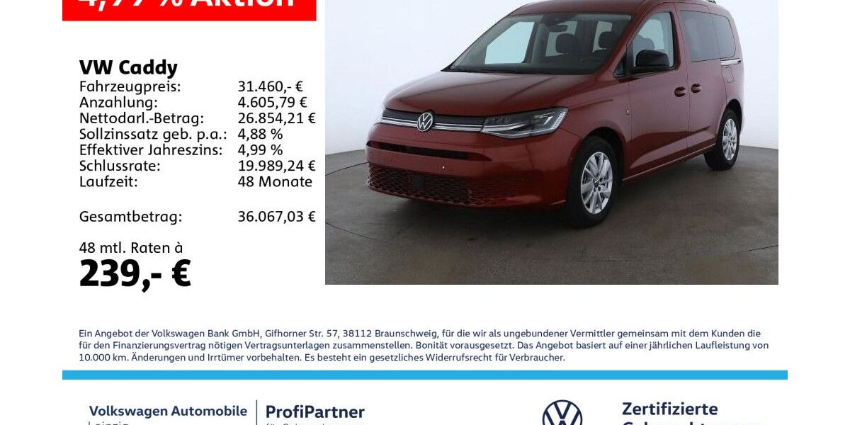 VW Caddy 23.850 km 29.990 &euro; Leipzig 04178
