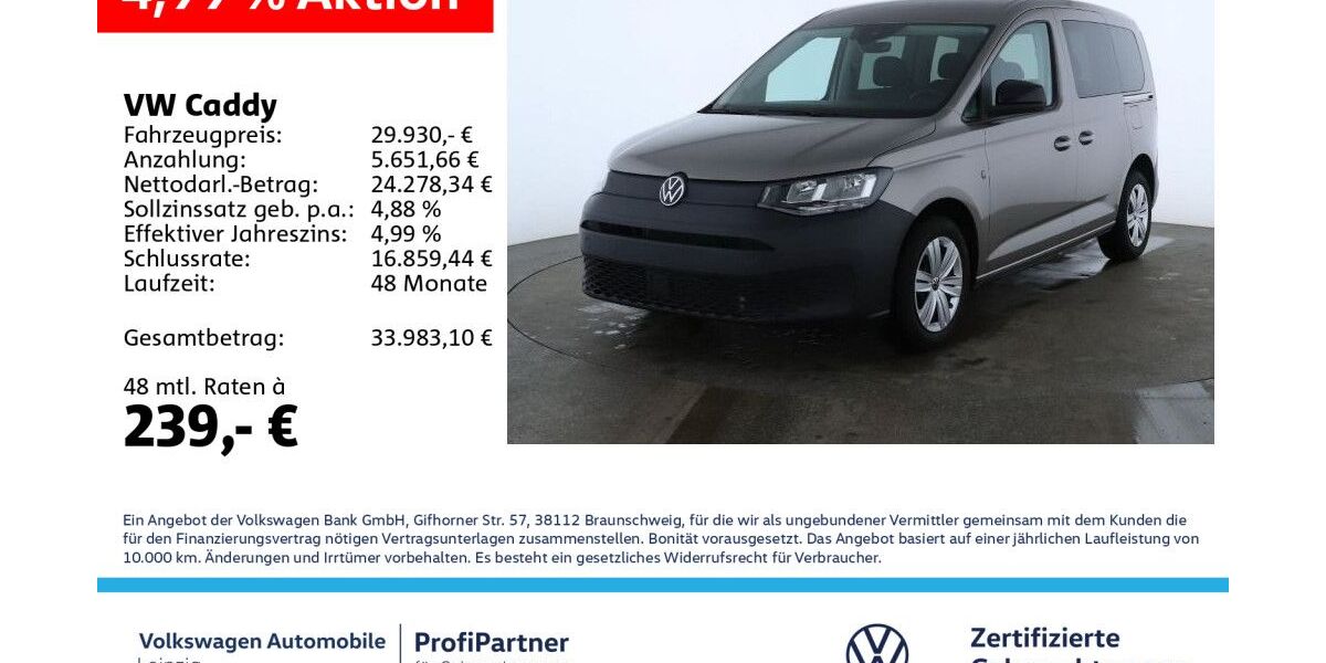 VW Caddy 11.505 km 28.960 &euro; Leipzig 04178