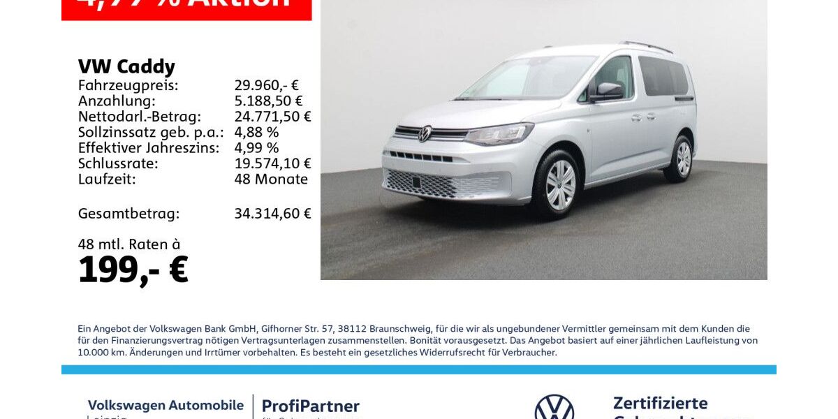 VW Caddy 8.034 km 29.490 &euro; Leipzig 04178