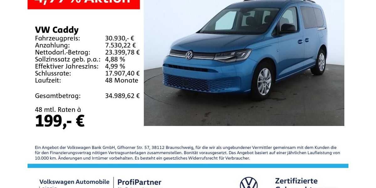 VW Caddy 14.381 km 29.960 &euro; Leipzig 04178