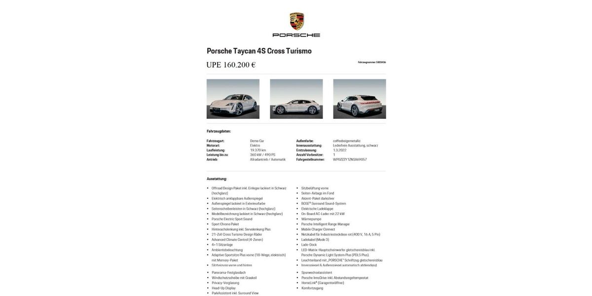 Porsche Taycan 69.881 km 91.499 &euro; Lützen 06686
