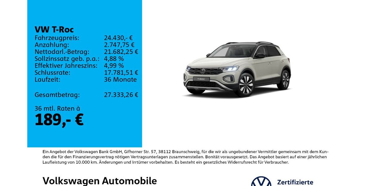VW T-Roc 13.000 km 22.930 &euro; Leipzig 04178